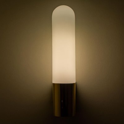 Opaque Glass and Brass Wall Light by Limburg, Germany, 1970s-VDW-1264778