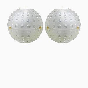 Opaque Molded Plastic Globe Pendant Lights, 1950s, Set of 2-ARU-625999