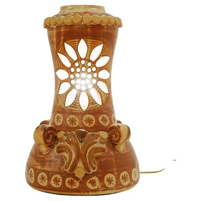 Openwork Flower Vallauris Ceramic Table Lamp-JG-1239546