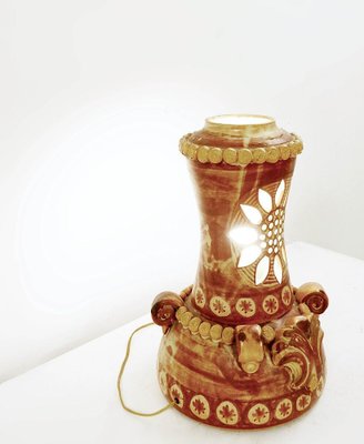 Openwork Flower Vallauris Ceramic Table Lamp-JG-1239546