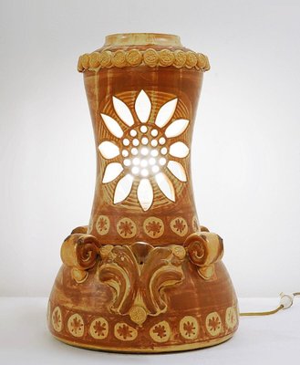 Openwork Flower Vallauris Ceramic Table Lamp-JG-1239546