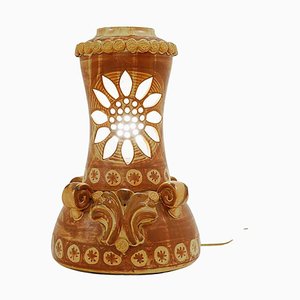 Openwork Flower Vallauris Ceramic Table Lamp-JG-1239546