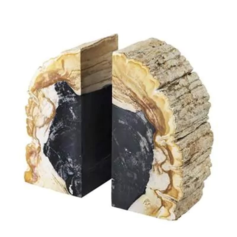 Opiol Petrified Wood Bookends by Pacific Compagnie Collection, Set of 2