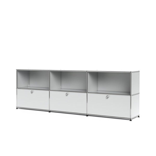 3x2 Modular Metal Sideboard with 3 bottom doors [W(750+750+750)XD350XH(350+350)] by Usm #USM Matte Silver