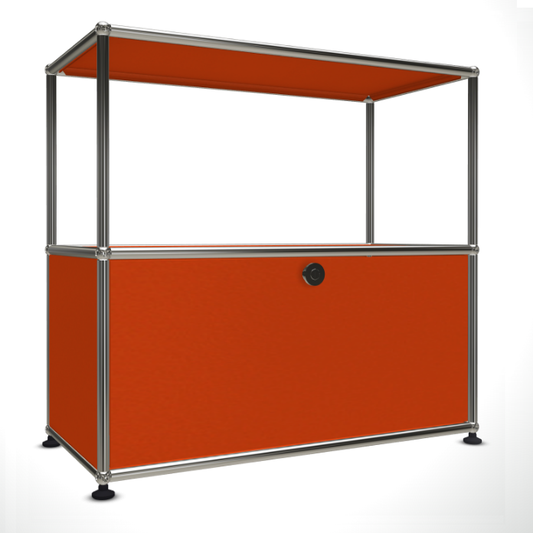 1x2 Modular Metal Sideboard with 1 bottom door & 1 pannel [W750XD350XH(350+350)] by Usm #Pure Orange [RAL 2004]