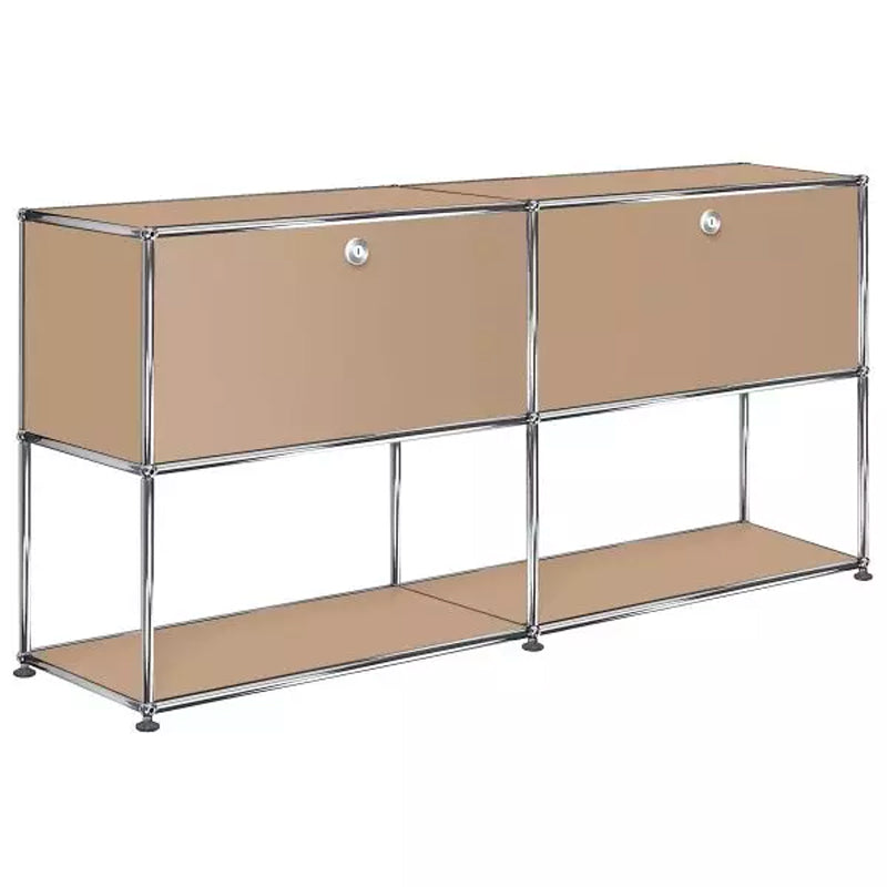 2x2 Modular Metal Sideboard with 2 top doors & 1-1 pannel [W(750+750)XD350XH(350+350)] by Usm #USM Beige