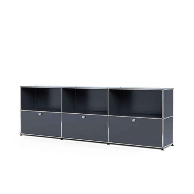 3x2 Modular Metal Sideboard with 3 bottom doors [W(750+750+750)XD350XH(350+350)] by Usm #Anthracite [RAL 7016]