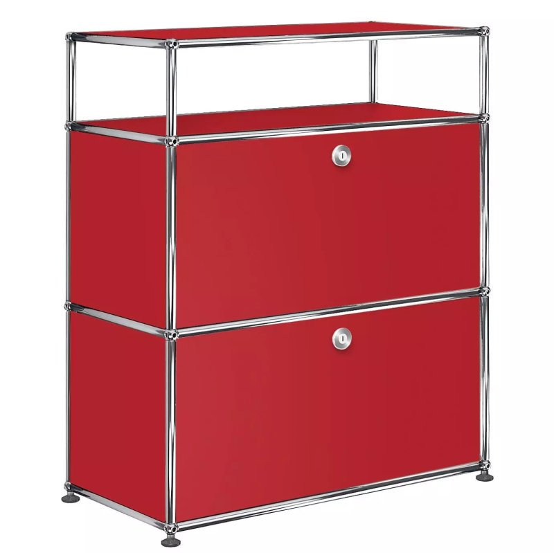 1X3 Modular Metal Highboard with 2 bottom doors & 1 pannel [W750XD350XH(350+350+175)] by Usm #USM Ruby Red