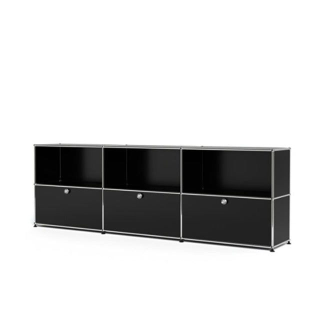 3x2 Modular Metal Sideboard with 3 bottom doors [W(750+750+750)XD350XH(350+350)] by Usm #Graphite Black [RAL 9011]