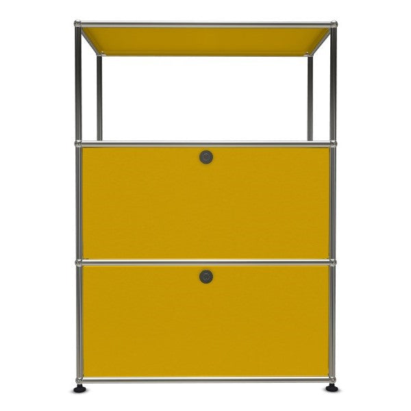 1X3 Modular Metal Highboard with 2 bottom doors & 1 pannel [W750XD350XH(350+350+350)] by Usm #Golden Yellow [RAL 1004]