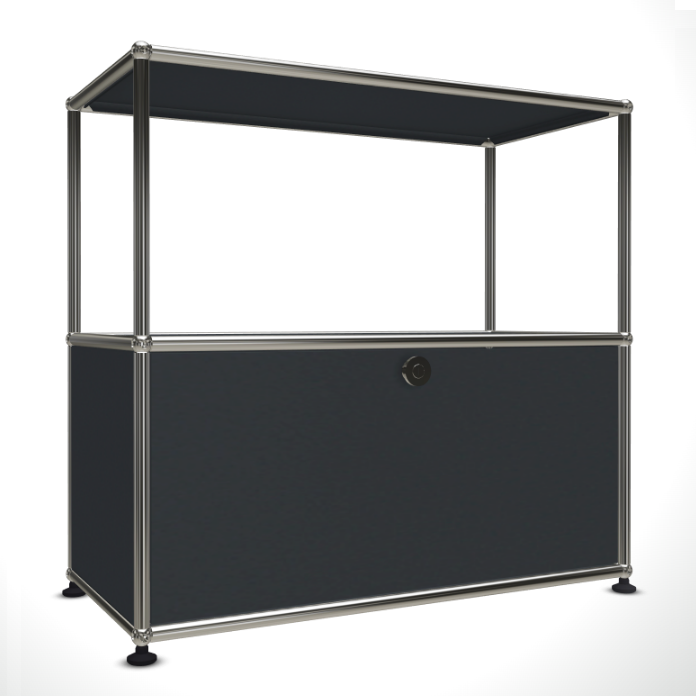 1x2 Modular Metal Sideboard with 1 bottom door & 1 pannel [W750XD350XH(350+350)] by Usm #Anthracite [RAL 7016]