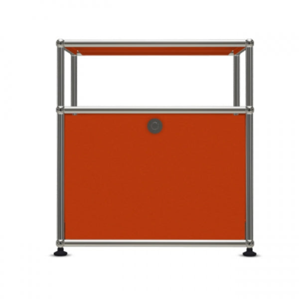 1x2 Modular Metal Sideboard with 1 bottom doors & 1 pannel [W500XD350XH(350+175)] by Usm #Pure Orange [RAL 2004]