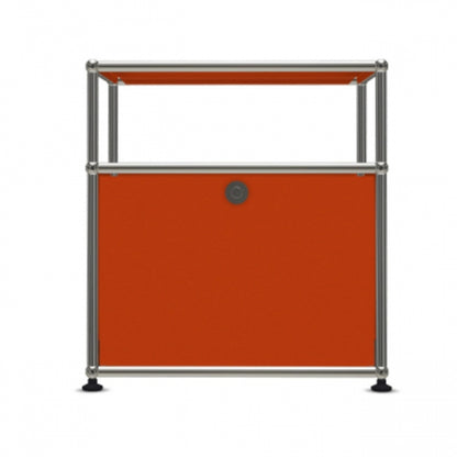 1x2 Modular Metal Sideboard with 1 bottom doors & 1 pannel [W500XD350XH(350+175)] by Usm #Pure Orange [RAL 2004]