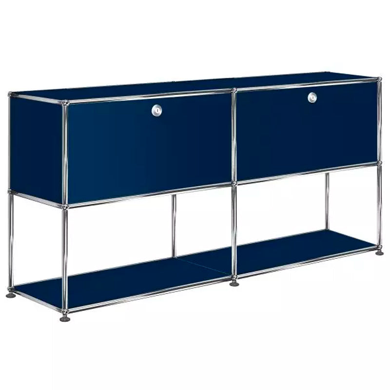 2x2 Modular Metal Sideboard with 2 top doors & 1-1 pannel [W(750+750)XD350XH(350+350)] by Usm #Steel Blue [RAL 5011]