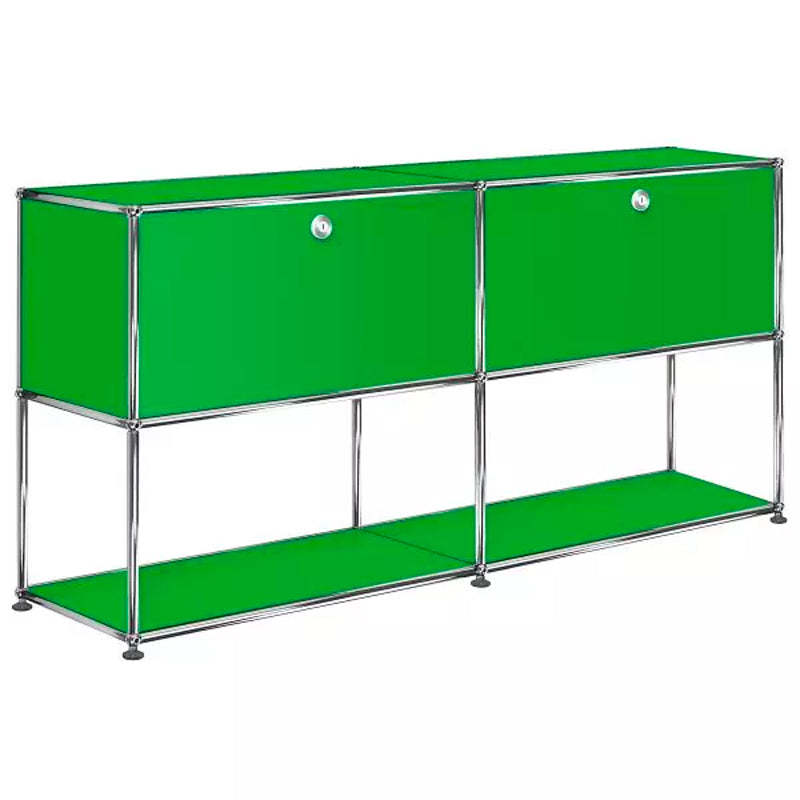 2x2 Modular Metal Sideboard with 2 top doors & 1-1 pannel [W(750+750)XD350XH(350+350)] by Usm #USM Green