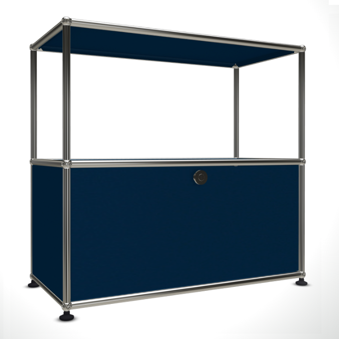 1x2 Modular Metal Sideboard with 1 bottom door & 1 pannel [W750XD350XH(350+350)] by Usm #Steel Blue [RAL 5011]