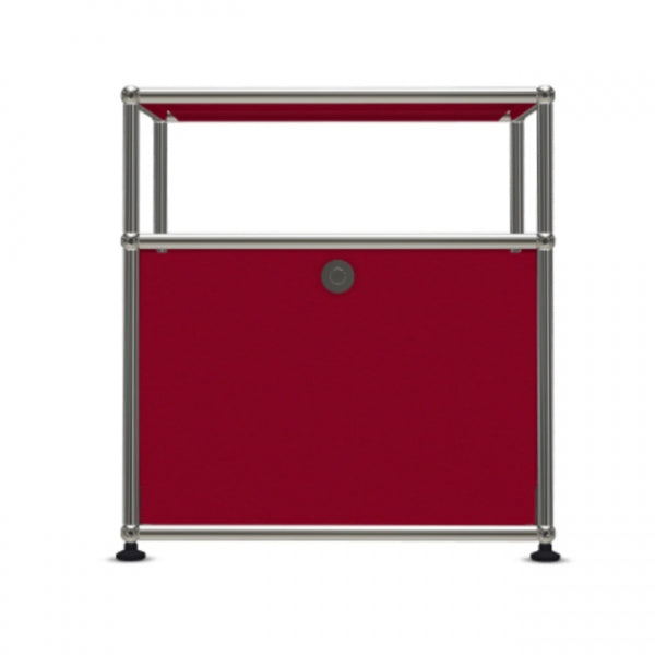 1x2 Modular Metal Sideboard with 1 bottom doors & 1 pannel [W500XD350XH(350+175)] by Usm #USM Ruby Red