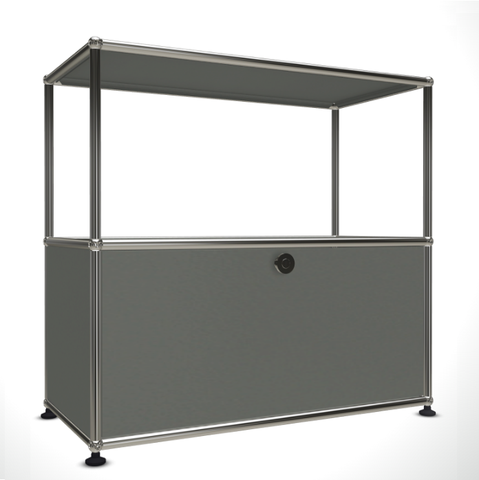 1x2 Modular Metal Sideboard with 1 bottom door & 1 pannel [W750XD350XH(350+350)] by Usm #USM Mid-Gray