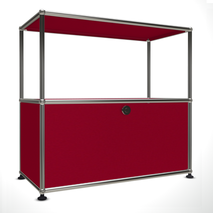 1x2 Modular Metal Sideboard with 1 bottom door & 1 pannel [W750XD350XH(350+350)] by Usm #USM Ruby Red