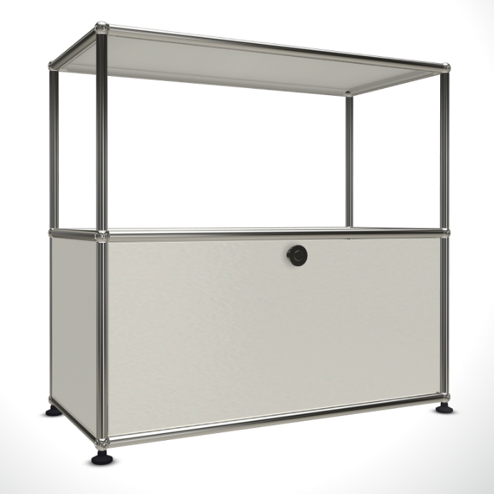 1x2 Modular Metal Sideboard with 1 bottom door & 1 pannel [W750XD350XH(350+350)] by Usm #Pure White [RAL 9010]