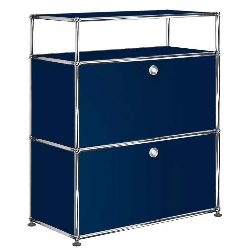 1X3 Modular Metal Highboard with 2 bottom doors & 1 pannel [W750XD350XH(350+350+175)] by Usm #Steel Blue [RAL 5011]