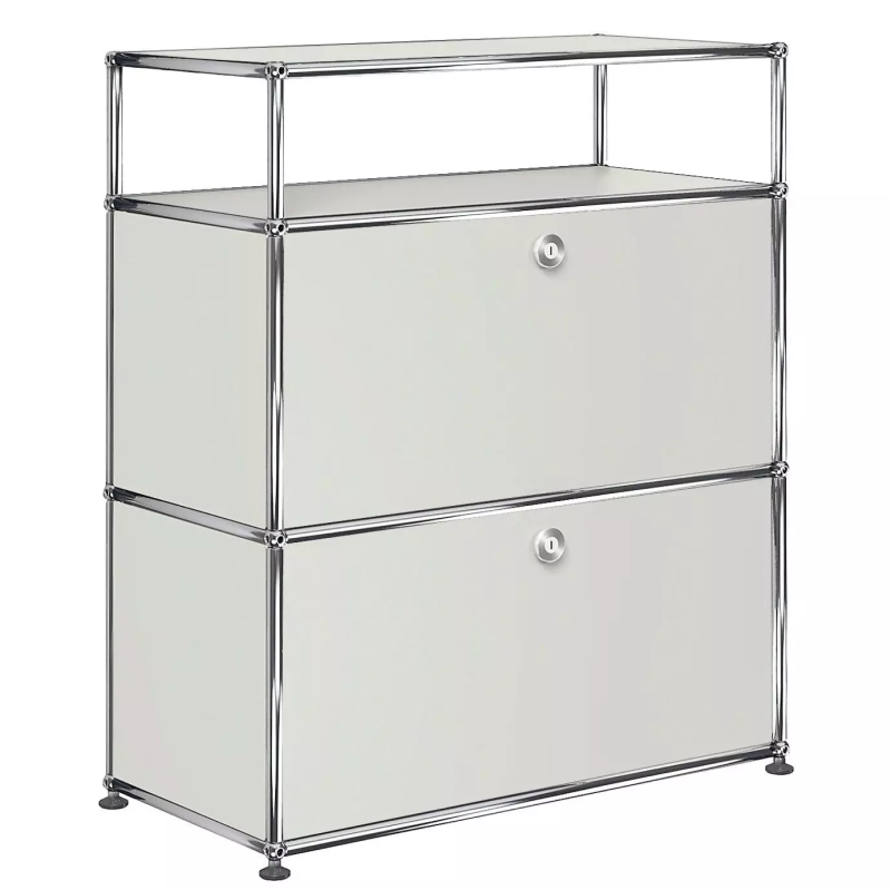 1X3 Modular Metal Highboard with 2 bottom doors & 1 pannel [W750XD350XH(350+350+175)] by Usm #Light Gray [RAL 7035]