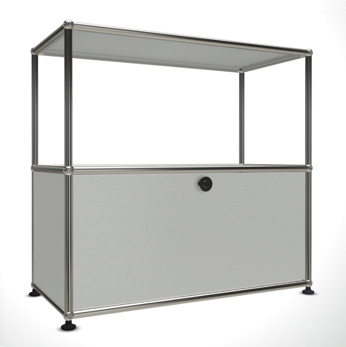 1x2 Modular Metal Sideboard with 1 bottom door & 1 pannel [W750XD350XH(350+350)] by Usm #Light Gray [RAL 7035]