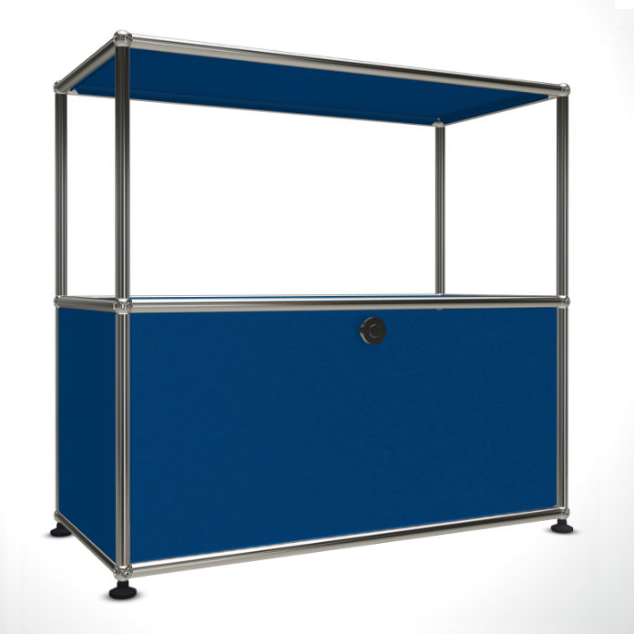 1x2 Modular Metal Sideboard with 1 bottom door & 1 pannel [W750XD350XH(350+350)] by Usm #Gentian Blue [RAL 5010]