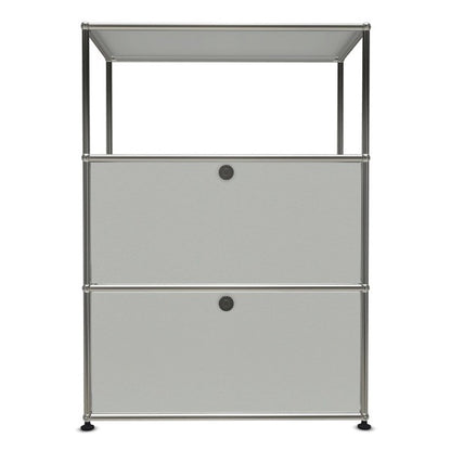 1X3 Modular Metal Highboard with 2 bottom doors & 1 pannel [W750XD350XH(350+350+350)] by Usm #Light Gray [RAL 7035]