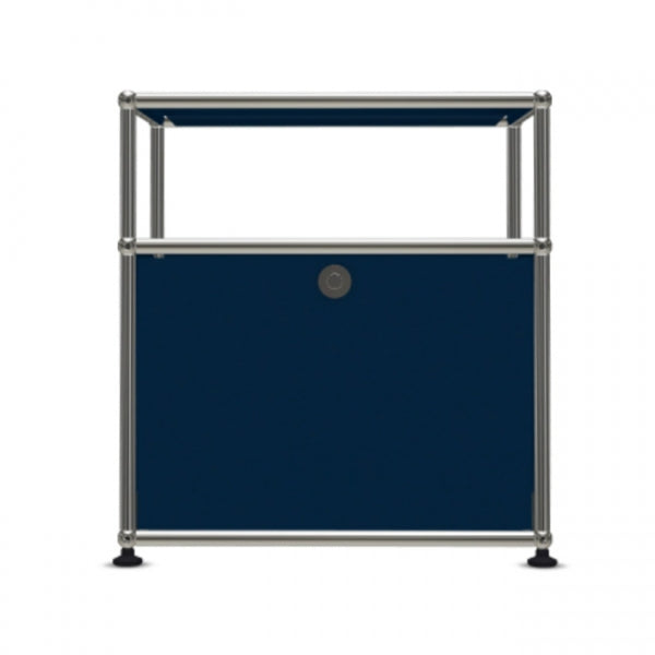 1x2 Modular Metal Sideboard with 1 bottom doors & 1 pannel [W500XD350XH(350+175)] by Usm #Steel Blue [RAL 5011]