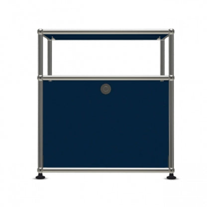 1x2 Modular Metal Sideboard with 1 bottom doors & 1 pannel [W500XD350XH(350+175)] by Usm #Steel Blue [RAL 5011]