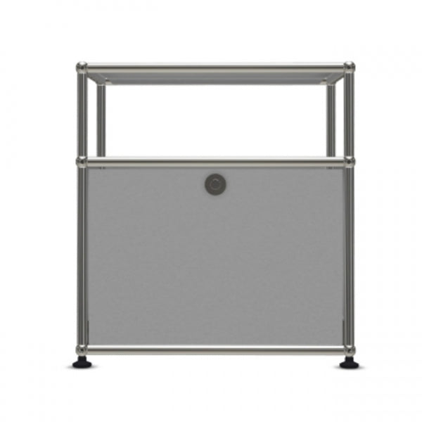 1x2 Modular Metal Sideboard with 1 bottom doors & 1 pannel [W500XD350XH(350+175)] by Usm #USM Matte Silver