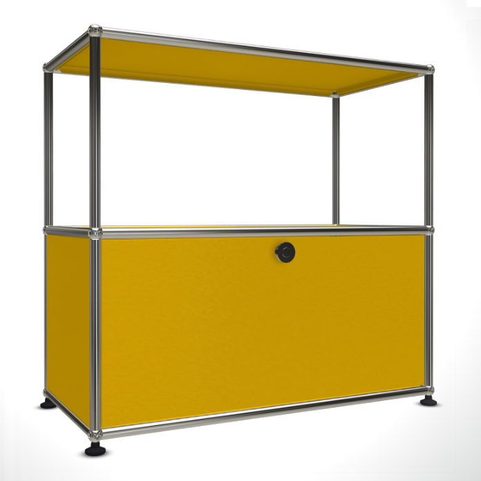 1x2 Modular Metal Sideboard with 1 bottom door & 1 pannel [W750XD350XH(350+350)] by Usm #Golden Yellow [RAL 1004]