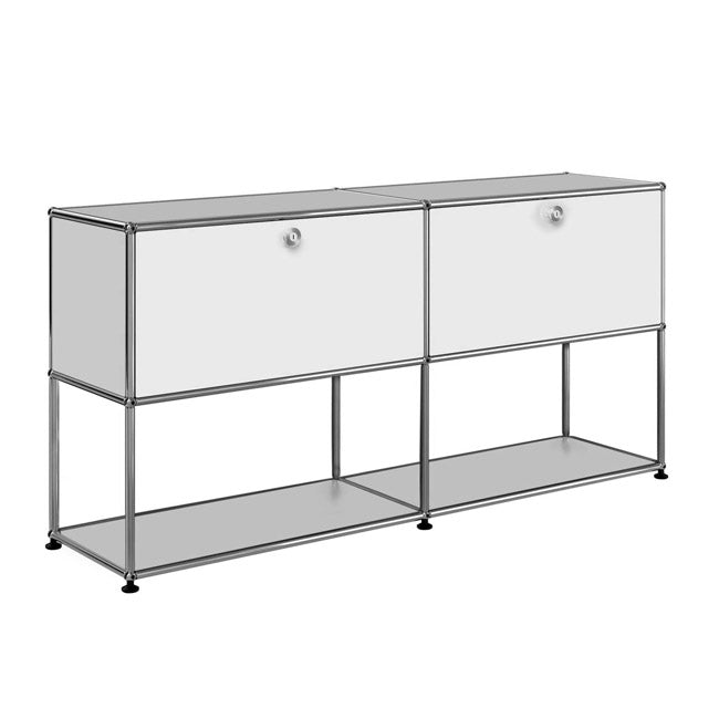 2x2 Modular Metal Sideboard with 2 top doors & 1-1 pannel [W(750+750)XD350XH(350+350)] by Usm #Pure White [RAL 9010]