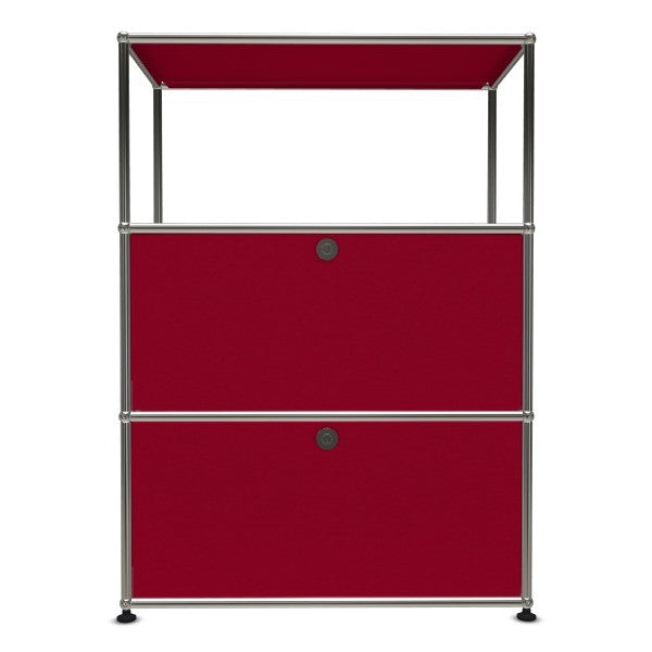 1X3 Modular Metal Highboard with 2 bottom doors & 1 pannel [W750XD350XH(350+350+350)] by Usm #USM Ruby Red