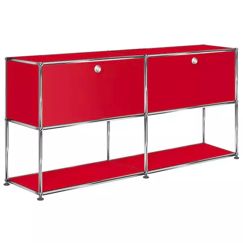 2x2 Modular Metal Sideboard with 2 top doors & 1-1 pannel [W(750+750)XD350XH(350+350)] by Usm #USM Ruby Red