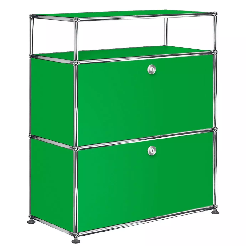 1X3 Modular Metal Highboard with 2 bottom doors & 1 pannel [W750XD350XH(350+350+175)] by Usm #USM Green