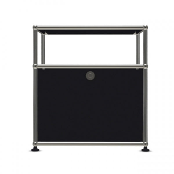 1x2 Modular Metal Sideboard with 1 bottom doors & 1 pannel [W500XD350XH(350+175)] by Usm #Graphite Black [RAL 9011]