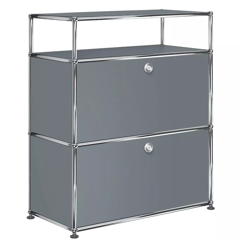 1X3 Modular Metal Highboard with 2 bottom doors & 1 pannel [W750XD350XH(350+350+175)] by Usm #USM Mid-Gray