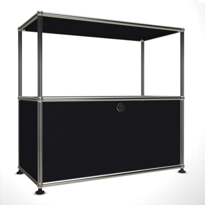 1x2 Modular Metal Sideboard with 1 bottom door & 1 pannel [W750XD350XH(350+350)] by Usm #Graphite Black [RAL 9011]