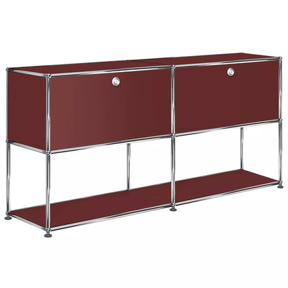 2x2 Modular Metal Sideboard with 2 top doors & 1-1 pannel [W(750+750)XD350XH(350+350)] by Usm #USM Brown