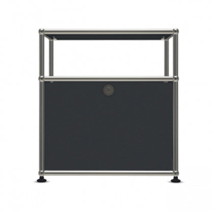 1x2 Modular Metal Sideboard with 1 bottom doors & 1 pannel [W500XD350XH(350+175)] by Usm #Anthracite [RAL 7016]