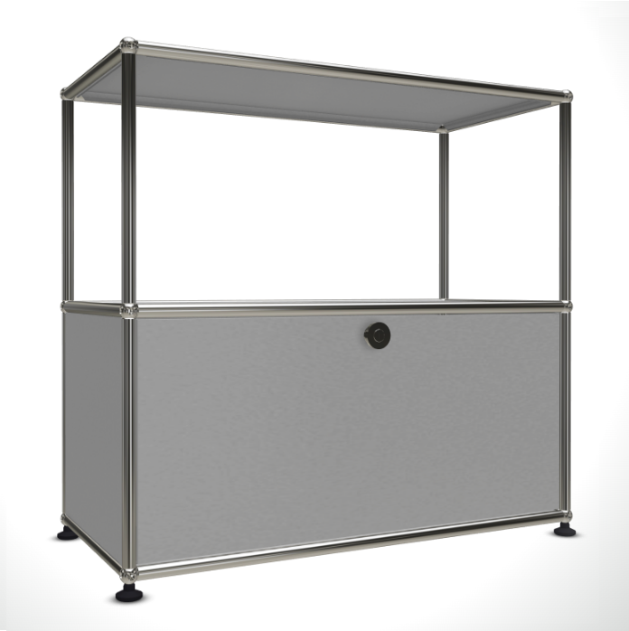 1x2 Modular Metal Sideboard with 1 bottom door & 1 pannel [W750XD350XH(350+350)] by Usm #USM Matte Silver