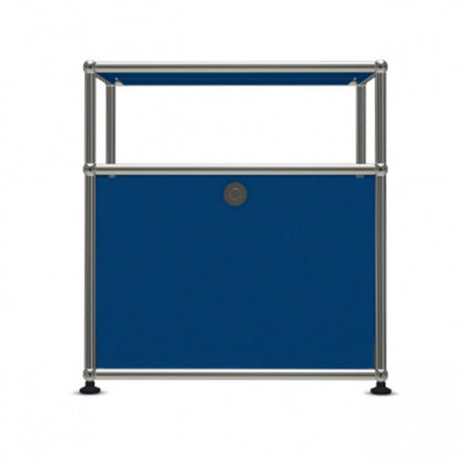 1x2 Modular Metal Sideboard with 1 bottom doors & 1 pannel [W500XD350XH(350+175)] by Usm #Gentian Blue [RAL 5010]