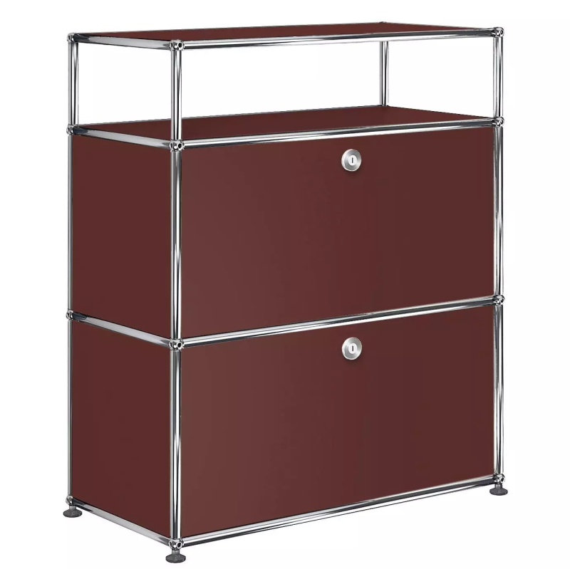 1X3 Modular Metal Highboard with 2 bottom doors & 1 pannel [W750XD350XH(350+350+175)] by Usm #USM Brown