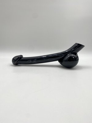 Oral -Blown Flower Vase in a Striking Phallus Form in Black Glass-CZ-1752367