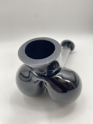 Oral -Blown Flower Vase in a Striking Phallus Form in Black Glass-CZ-1752367