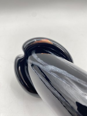 Oral -Blown Flower Vase in a Striking Phallus Form in Black Glass-CZ-1752367