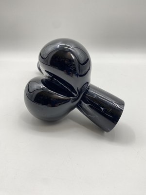 Oral -Blown Flower Vase in a Striking Phallus Form in Black Glass-CZ-1752367