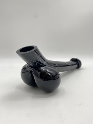 Oral -Blown Flower Vase in a Striking Phallus Form in Black Glass-CZ-1752367